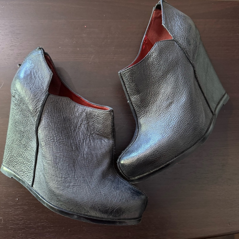 Luxury Rebel Sora Black Wedge Ankle Boots